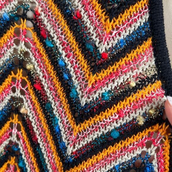 Zara Knit Multicolor Chevron Maxi zigzag Dress Sleeveless Crochet Style Size M ( - Picture 8 of 14